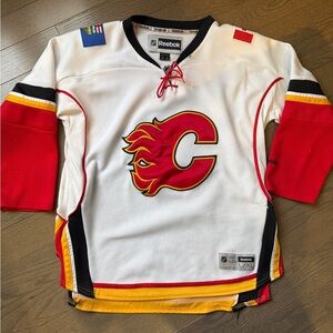 Reebok White and Red Flames Jersey